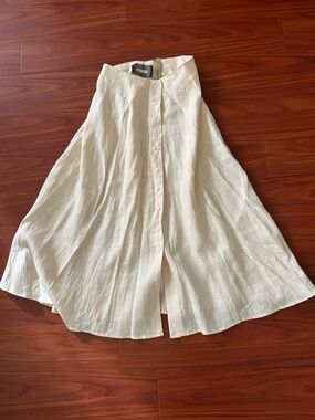 Reformation Cream Button-Front Circle Skirt